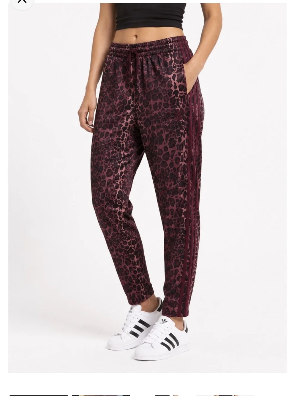 NWOT ADIDAS Burgundy Leopard Print Track Pants
